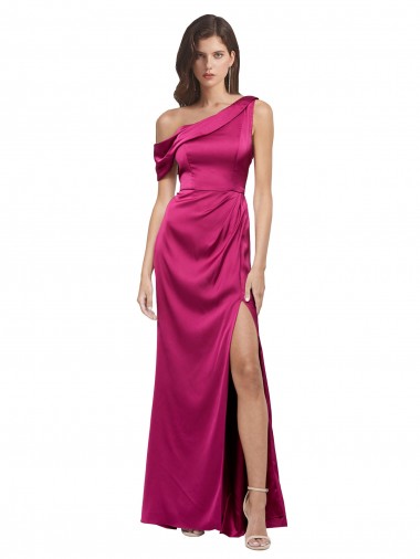 Fuchsia A-Line One Shoulder Long Bridesmaid Dress / Evening Dress Bolton