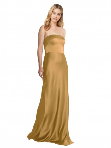 Gold A-Line Strapless Long Formal Evening Gown / Prom Dress / Bridesmaid Dress Bolton