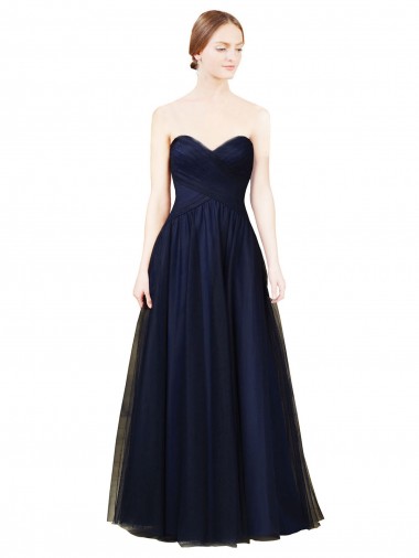 Dark Navy A-Line Strapless Long Bridesmaid Dress / Evening Dress Bolton