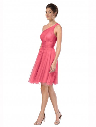 Watermelon A-Line One Shoulder Long Bridesmaid Dress Bolton