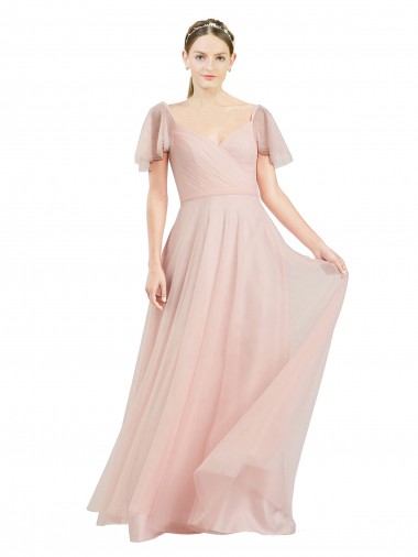 Pink A-Line V-Neck Long Formal Dress / Bridesmaid Dress Bolton