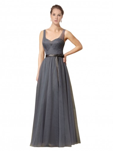 V-Back Slate Grey A-Line Sweetheart Long Formal Dress / Bridesmaid Dress Bolton