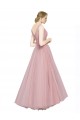 V-Back Pink A-Line V-Neck Long Bridesmaid Dress Bolton