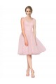 Pink A-Line V-Neck Knee Length Bridesmaid Gown Bolton