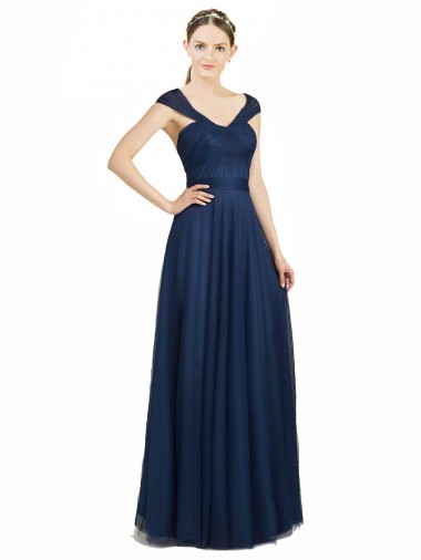 Low Back Dark Navy A-Line Sweetheart Long Bridesmaid Dress Bolton