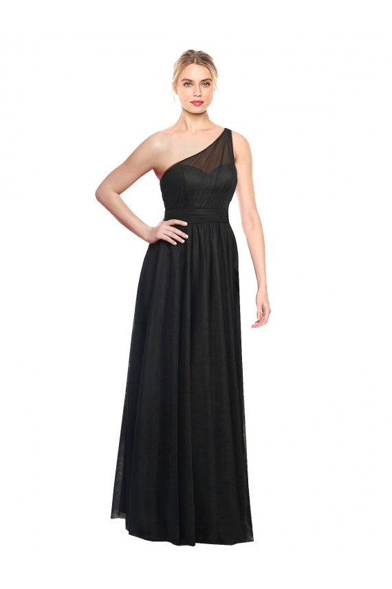 Black A-Line One Shoulder Long Bridesmaid Dress / Evening Dress Bolton