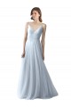 Light Sky Blue A-Line V-Neck Long Bridesmaid Dress Bolton