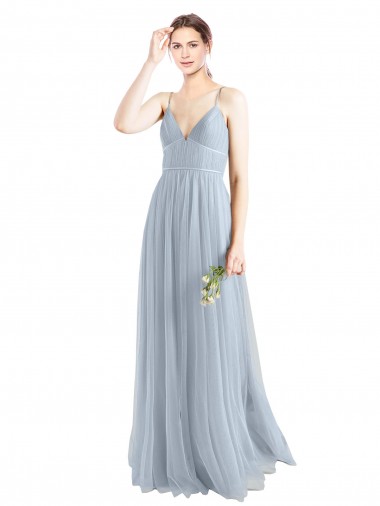 Open Back Light Sky Blue A-Line V-Neck Long Evening Dress / Bridesmaid Dress Bolton