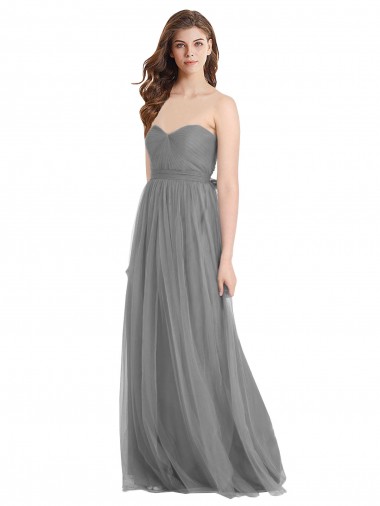 Slate Grey A-Line Sweetheart Long Bridesmaid Gown Bolton