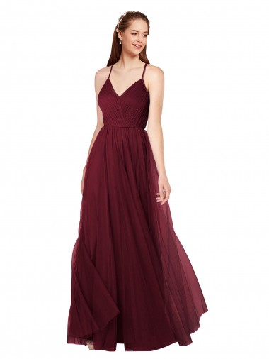 Keyhole Back Burgundy A-Line Sweetheart Long Bridesmaid Dress Bolton