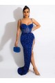 Royal Blue Sheath Spaghetti Straps Sweep Train Evening Dress Bolton