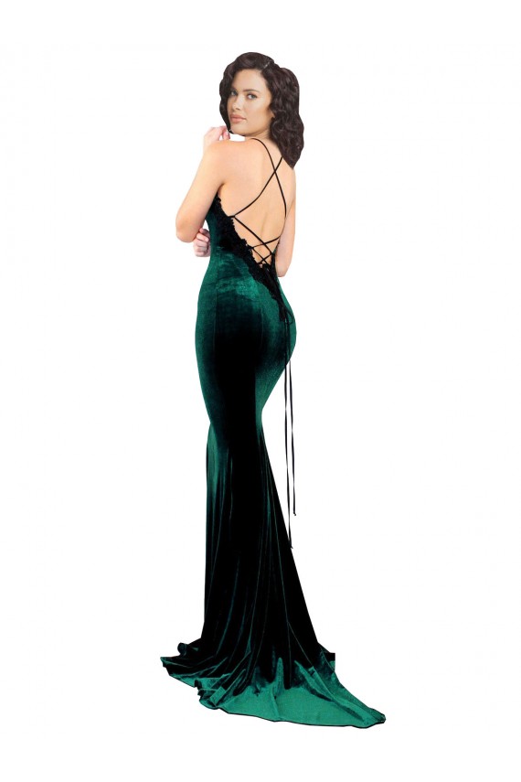 Open Back Dark Green Mermaid High Neck Sweep Train Formal Evening Gown / Prom Dress / Bridesmaid Dress Bolton