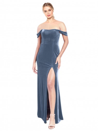 Dusty Blue A-Line Strapless Long Prom Dress / Bridesmaid Dress Bolton