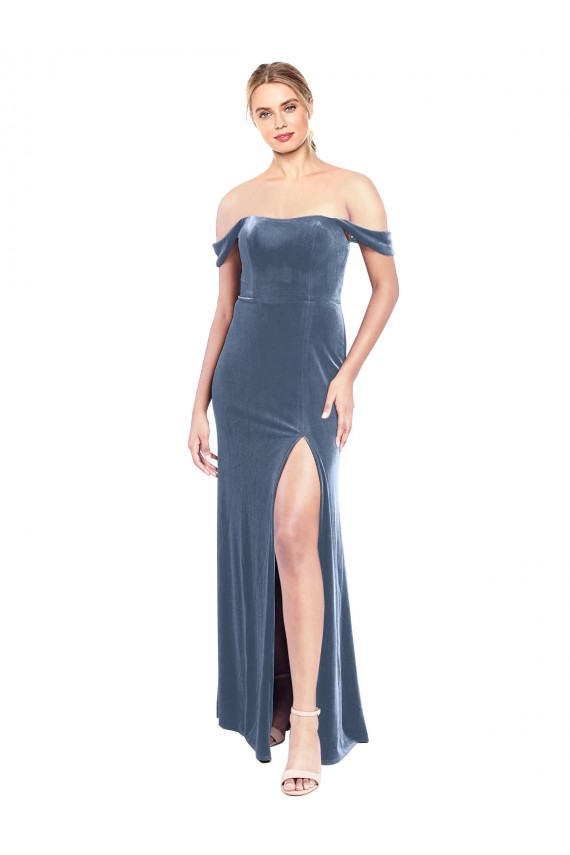 Dusty Blue A-Line Strapless Long Prom Dress / Bridesmaid Dress Bolton