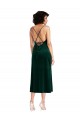 Open Back Dark Green Sheath Cowl Neck Midi Length Black Tie Evening Gown / Prom Dress / Bridesmaid Dress Bolton