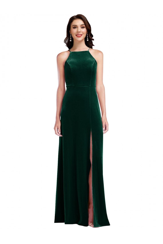 Dark Green A-Line High Neck Long Semi Formal Evening Dress / Prom Dress / Bridesmaid Dress Bolton