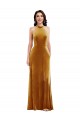 Keyhole Back Gold Trumpet High Neck Long Semi Formal Evening Dress / Prom Dress / Bridesmaid Dress Bolton