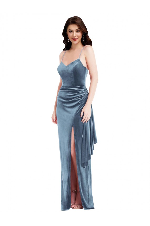 Low Back Dusty Blue Trumpet Sweetheart Long Formal Evening Gown / Prom Dress / Bridesmaid Dress Bolton