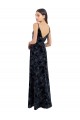 V-Back Dark Navy A-Line V-Neck Sleeveless Long Bridesmaid Dress Bolton