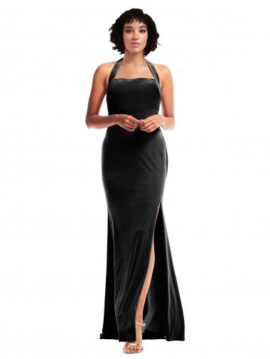 Low Back Black Mermaid Halter Neck Long Formal Evening Gown / Prom Dress / Bridesmaid Dress Bolton