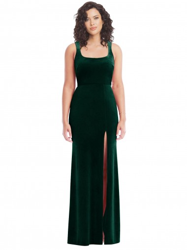 Dark Green Trumpet Square Neck Long Semi Formal Evening Dress / Prom Dress / Bridesmaid Dress Bolton