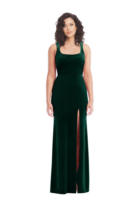 Dark Green Trumpet Square Neck Long Semi Formal Evening Dress / Prom Dress / Bridesmaid Dress Bolton