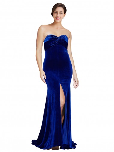 Low Back Royal Blue Mermaid Strapless Sweep Train Formal Evening Gown / Prom Dress / Bridesmaid Dress Bolton