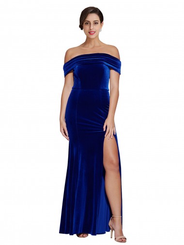 Royal Blue Mermaid Off the Shoulder Long Formal Evening Gown / Prom Dress / Bridesmaid Dress Bolton